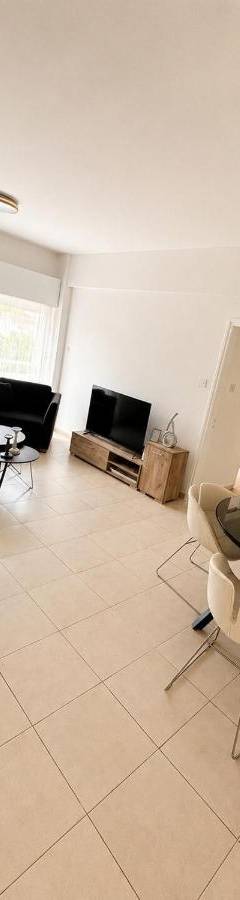 a living room with a couch and a table at Theo 302 - Comfort 2 Queen Bdr Nicosia with Parking in Nicosia