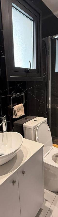 a bathroom with a toilet and a sink and a shower at Glabur Stays - Nicosia's Finest 2 Bedroom in Nicosia