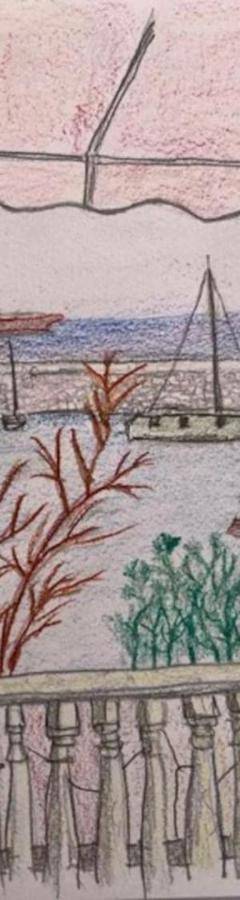 a drawing of a pier with boats in the water at Glabur Stays! The One -1 - Elite Marina Front! in Zygi