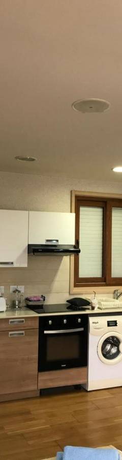 a kitchen with a refrigerator and a dishwasher at Ithaki Phinikoudes Apartment No. 207 in Larnaka