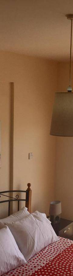 a bedroom with a bed and a view of the beach at Alex Beach Apartment 33 in Larnaka